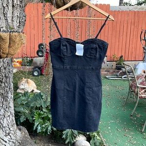 Forever 21 black stretch denim bustier dress